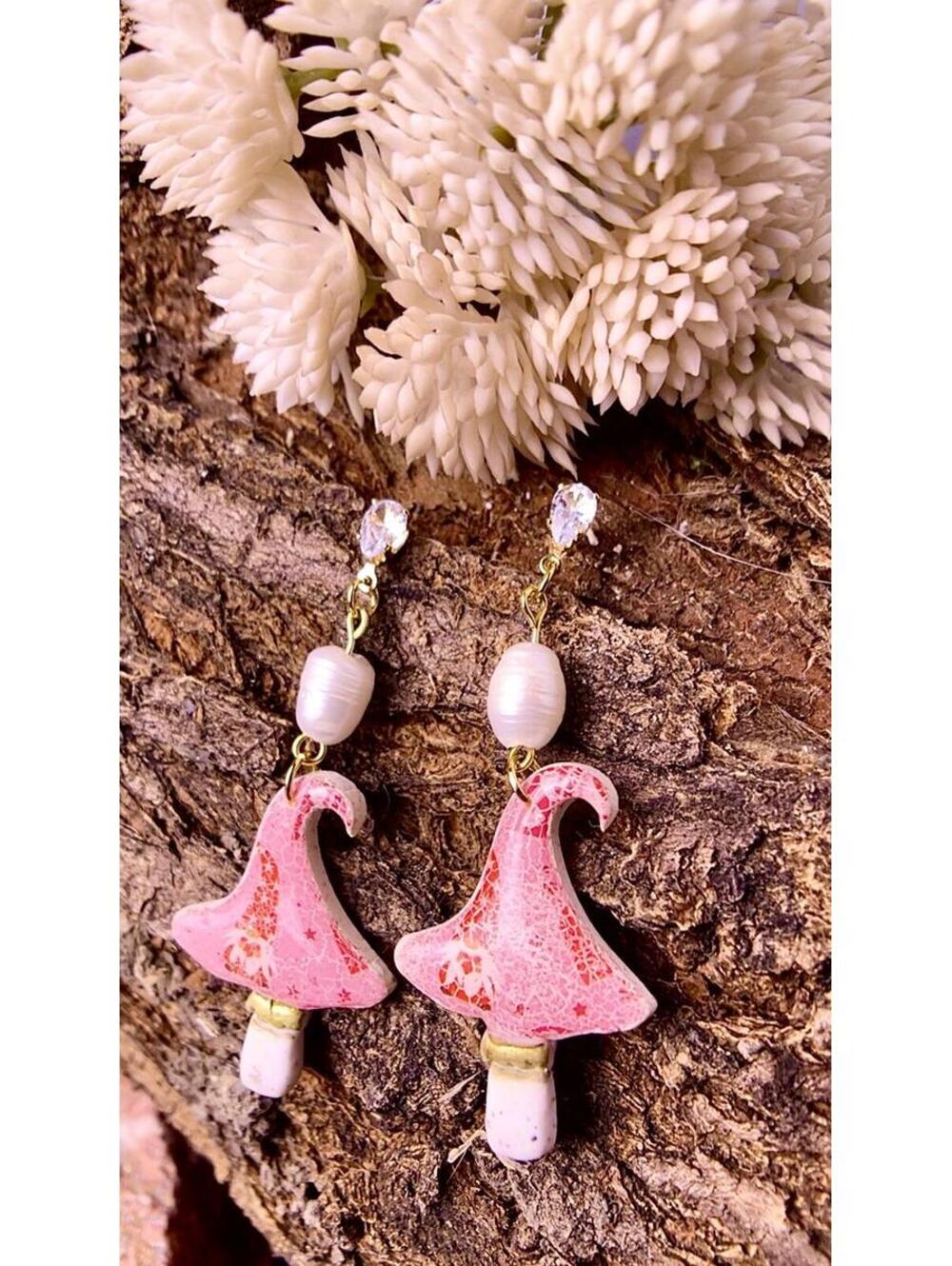 Älvsvamp Fairy Mushroom Handmade Polymer Clay Earrings